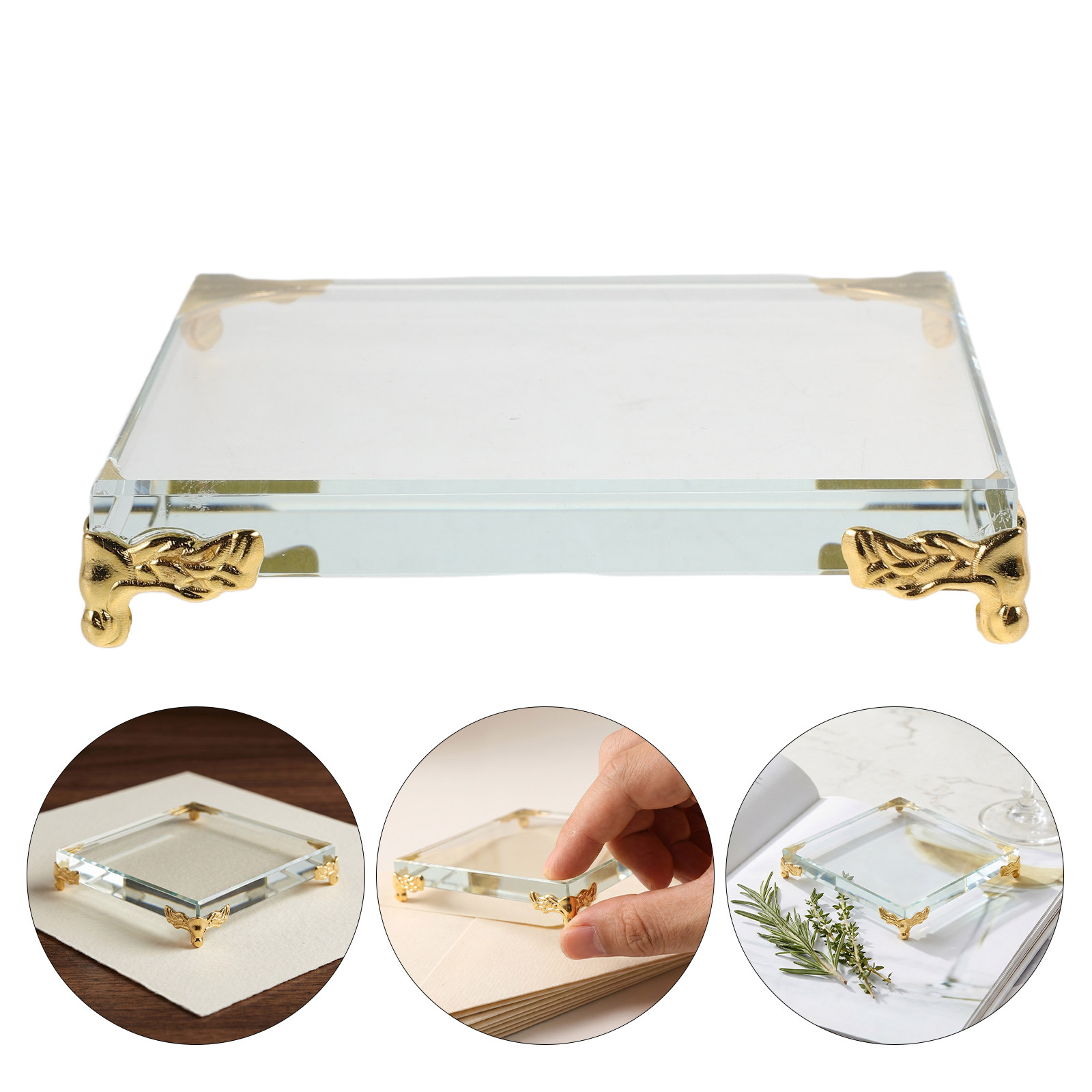 Peso de papel de cristal quadr - Paper Weight Crystal avaliação e preço